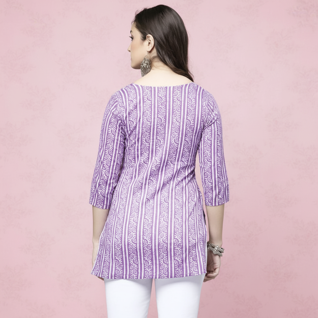 Stylish Lavender Rayon Short Kurti for Women – Casual Western Top for Daily & Office Wear
