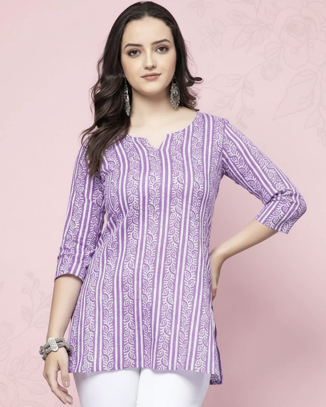 Stylish Lavender Rayon Short Kurti for Women – Casual Western Top for Daily & Office Wear