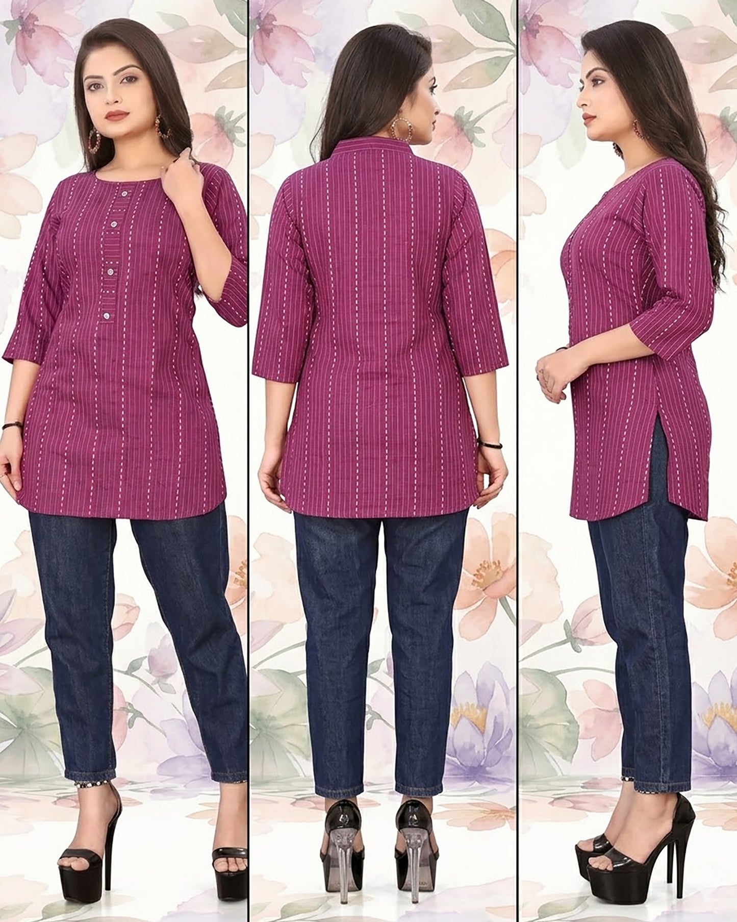 Stylish Purple Cotton Solid Short Kurti for Women – Casual Daily Wear (Size S)