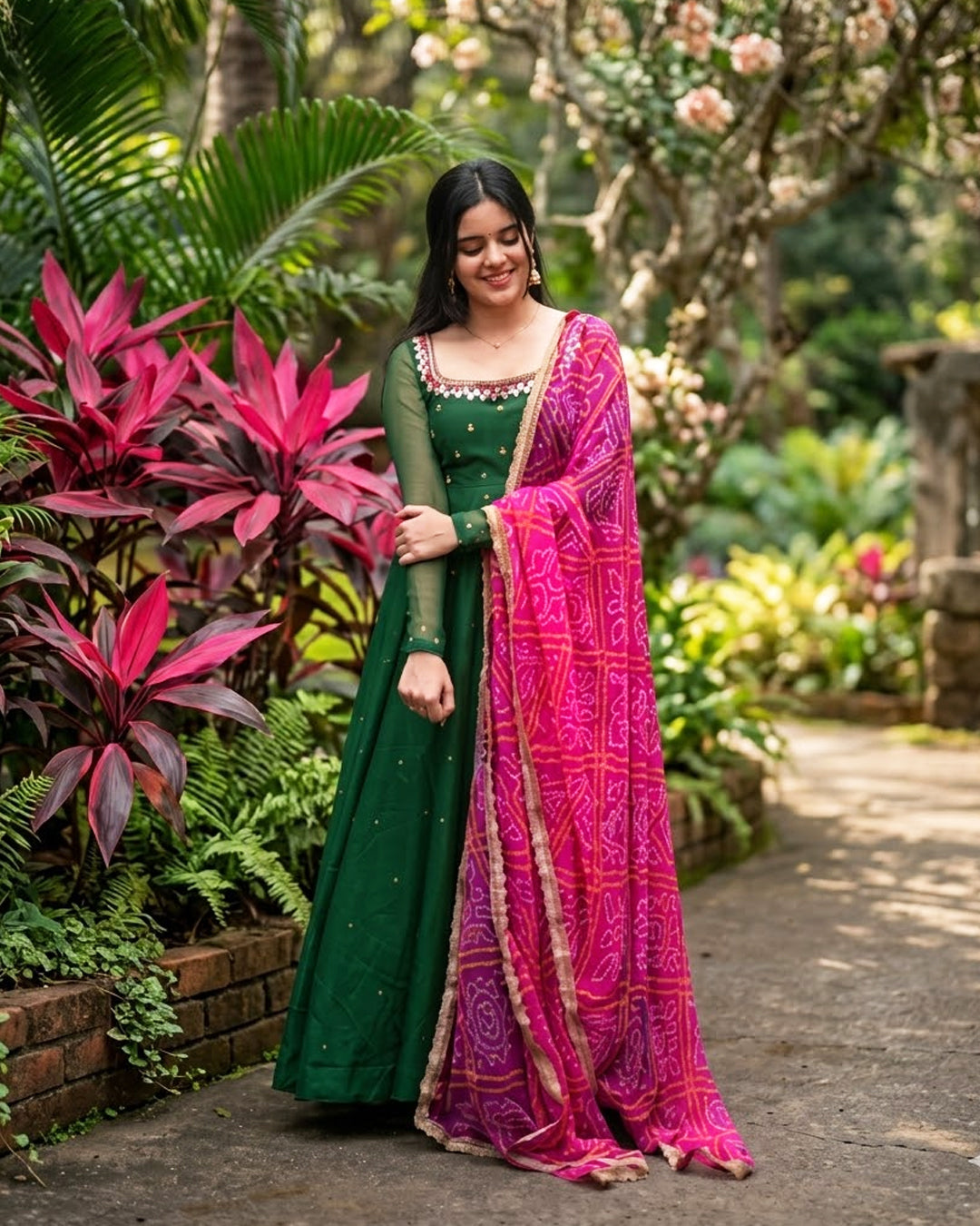 Women'S Solid Georgette Gown Kurta With Dupatta, Long Kurti Ethnic Dress Set For All Occasions