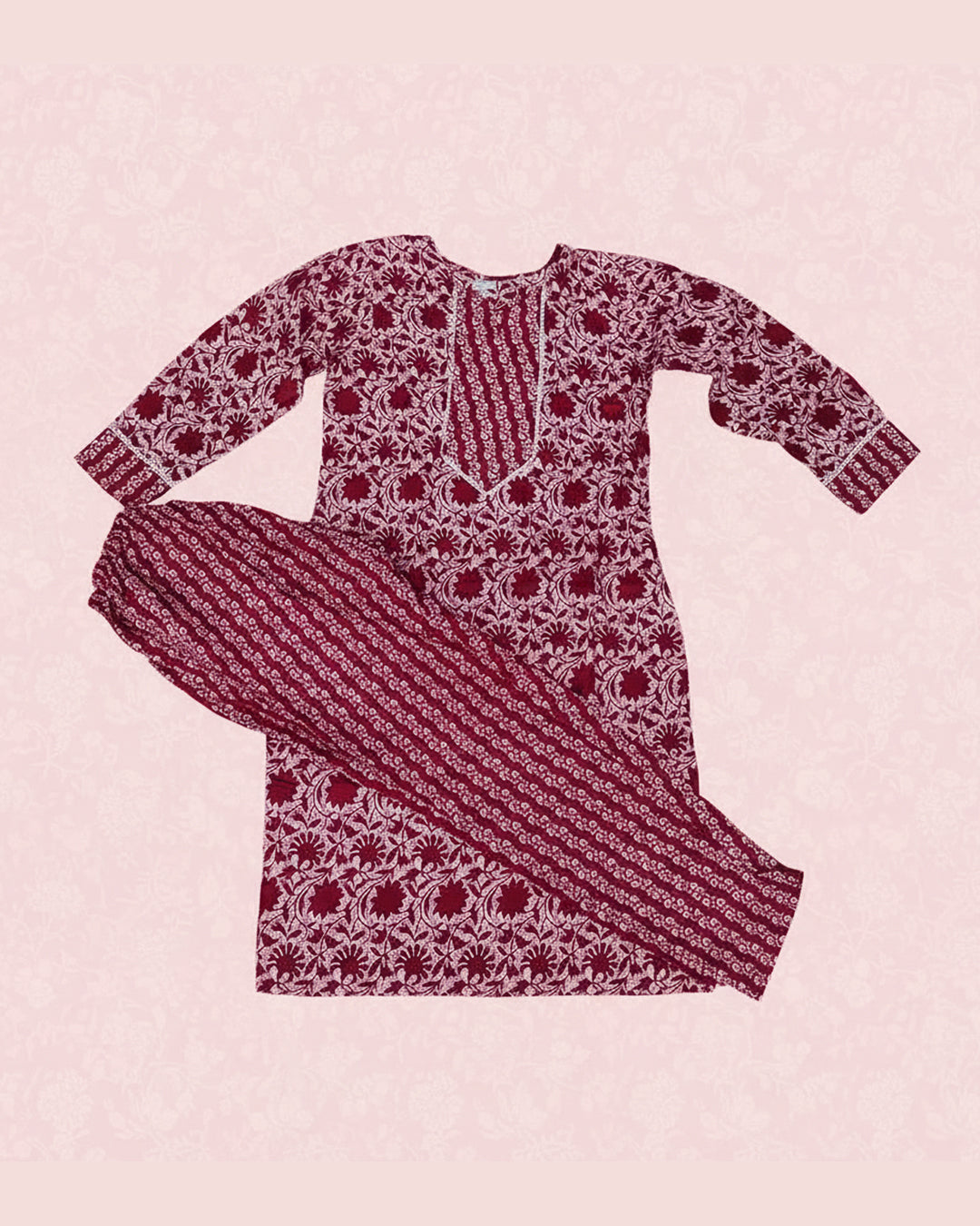 Floral Printed Women Cotton Women Kurta With Pant (2 Psc Set)
